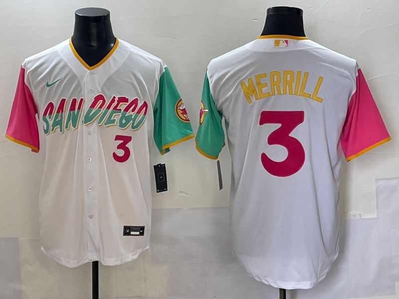 Men 2025 San Diego Padres #3 Merrill White City edition Nike MLB Jersey style 1->san diego padres->MLB Jersey